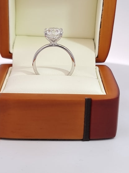 Huge 3 Carat, 'IDEAL' Cut Diamond Engagement Ring - Solid Platinum Setting
