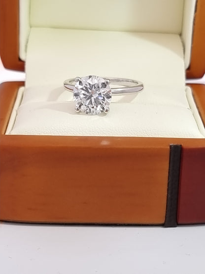 Huge 3 Carat, 'IDEAL' Cut Diamond Engagement Ring - Solid Platinum Setting