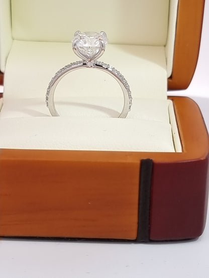 D Colour, 2.80 Carat, Round Cut LG Diamond & 18K WG Engagement Ring