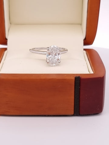 Ideally Proportioned, 2.26 Carat, E/VS1, Oval Cut Diamond Engagement Ring