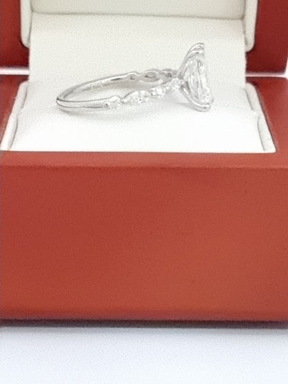 Breathtaking 18K, Radiant Cut LG Diamond Engagement Ring with Fancy Accents