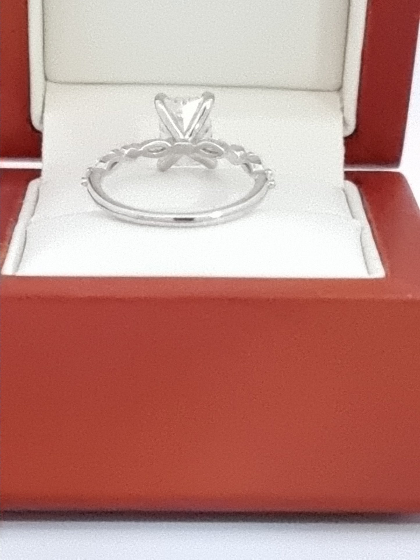 Breathtaking 18K, Radiant Cut LG Diamond Engagement Ring with Fancy Accents