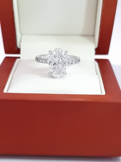 Save 50% - Hefty 3.55 Ct, D VS1 Oval Cut LG Diamond & Hidden Halo Engagement Ring