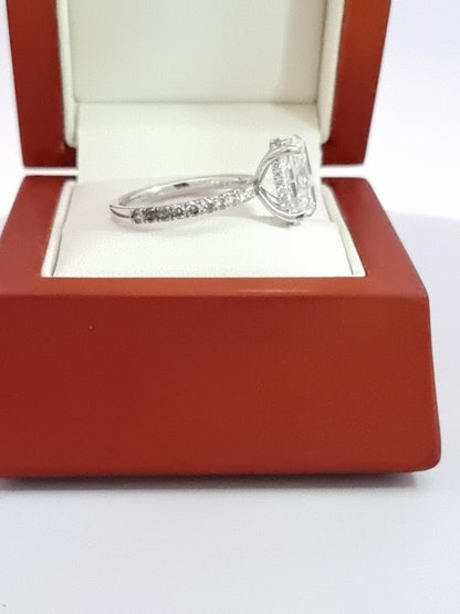 Save 50% - Hefty 3.55 Ct, D VS1 Oval Cut LG Diamond & Hidden Halo Engagement Ring