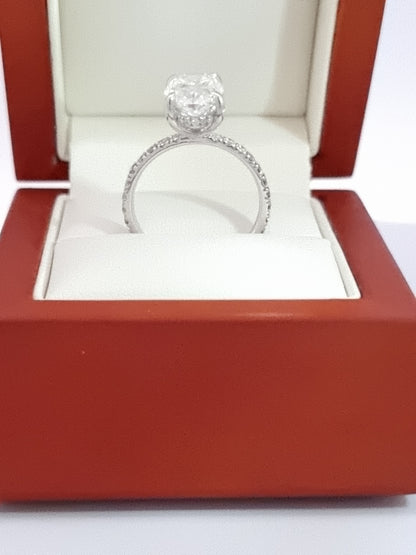 Save 50% - Hefty 3.55 Ct, D VS1 Oval Cut LG Diamond & Hidden Halo Engagement Ring