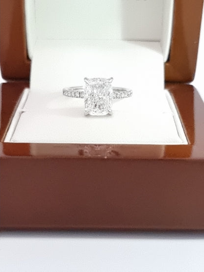$12K Value – BIG, 3.51 Ct, D Colour Cushion Cut LG Diamond Engagement Ring