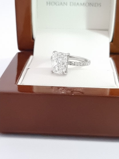 $12K Value – BIG, 3.51 Ct, D Colour Cushion Cut LG Diamond Engagement Ring