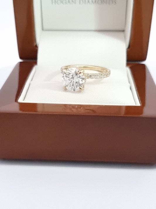 Save OVER 50% - Hefty, 3.59 Ct D VVS2 Round Cut LG Diamond & Hidden Halo Engagement Ring
