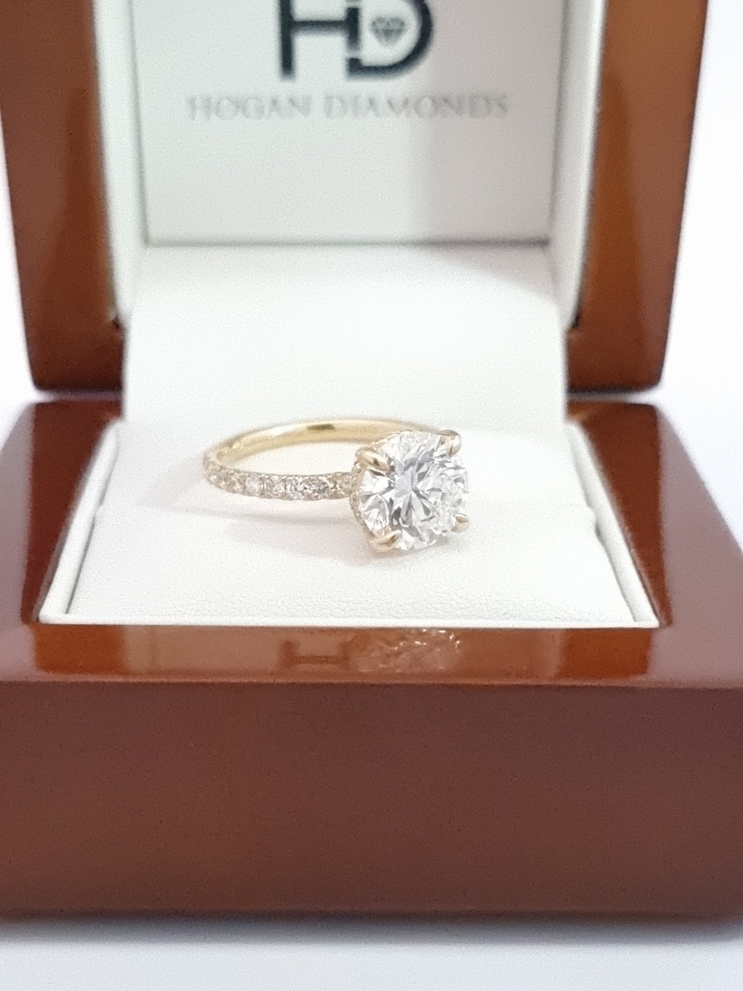 Save OVER 50% - Hefty, 3.59 Ct D VVS2 Round Cut LG Diamond & Hidden Halo Engagement Ring