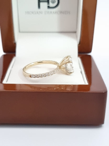 Save OVER 50% - Hefty, 3.59 Ct D VVS2 Round Cut LG Diamond & Hidden Halo Engagement Ring