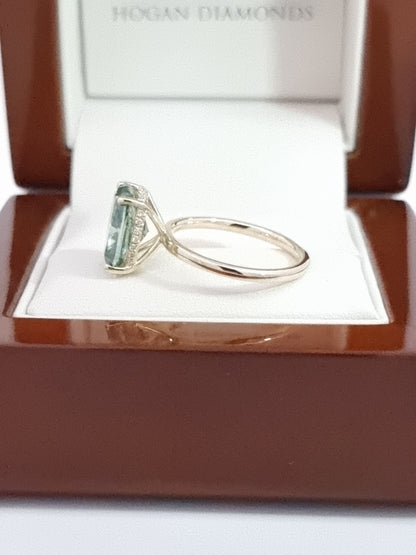 Captivating 4.01 Carat, Fancy Vivid Green Diamond in Yellow Gold Hidden Halo Setting!