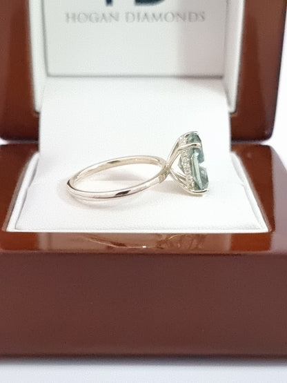 Captivating 4.01 Carat, Fancy Vivid Green Diamond in Yellow Gold Hidden Halo Setting!