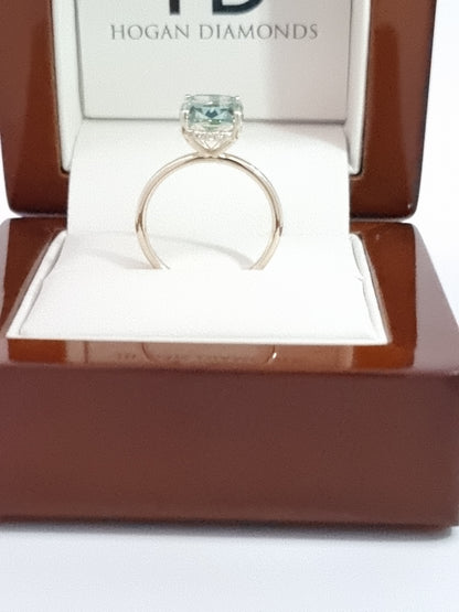 Captivating 4.01 Carat, Fancy Vivid Green Diamond in Yellow Gold Hidden Halo Setting!