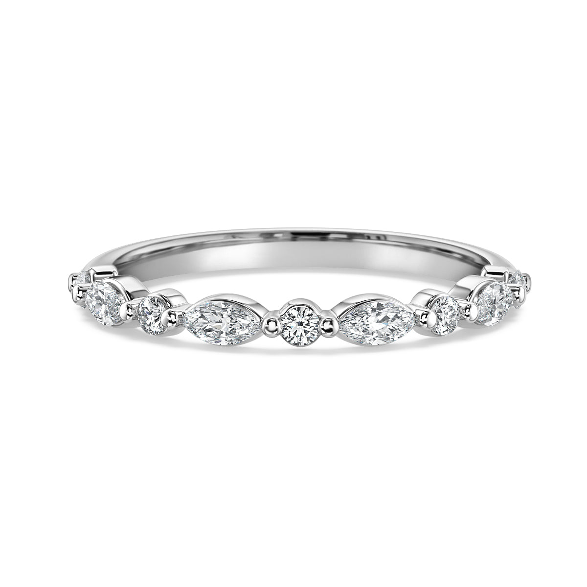 Marquise & Round Cut Diamond Wedding Band