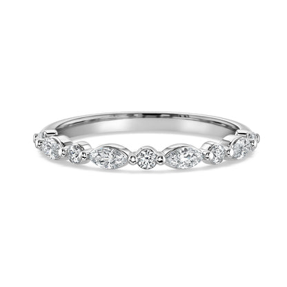Marquise & Round Cut Diamond Wedding Band