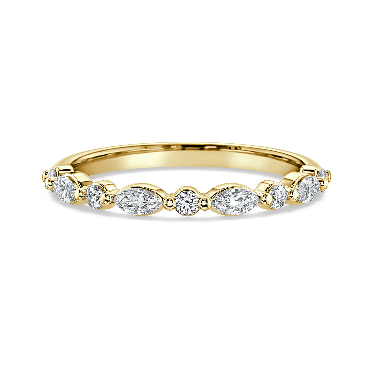 Marquise & Round Cut Diamond Wedding Band