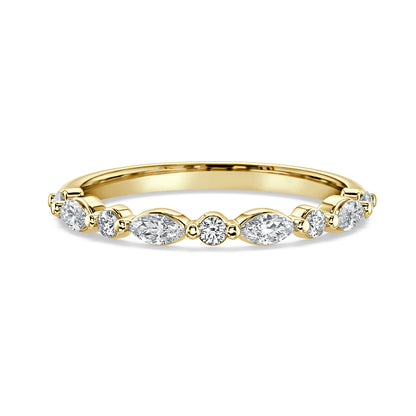 Marquise & Round Cut Diamond Wedding Band
