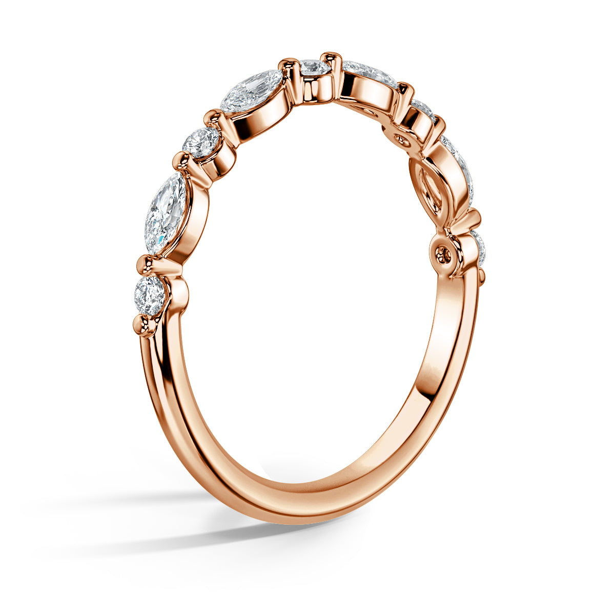 Marquise & Round Cut Diamond Wedding Band