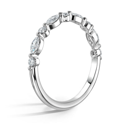 Marquise & Round Cut Diamond Wedding Band