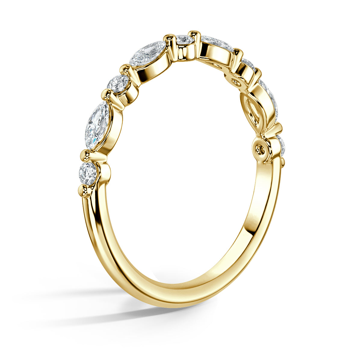 Marquise & Round Cut Diamond Wedding Band