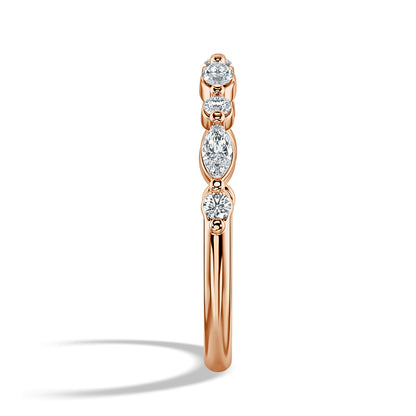 Marquise & Round Cut Diamond Wedding Band