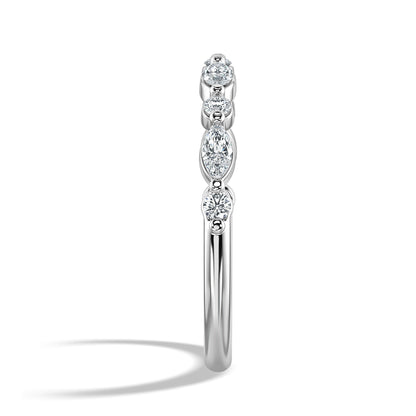 Marquise & Round Cut Diamond Wedding Band