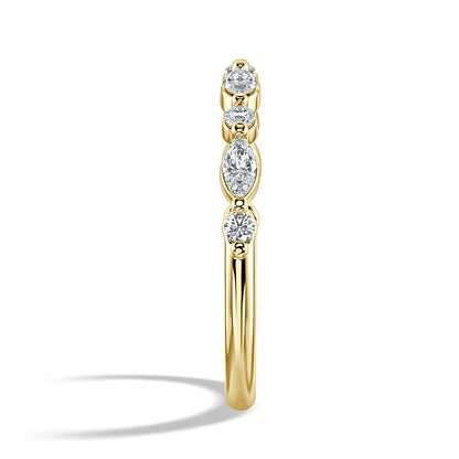 Marquise & Round Cut Diamond Wedding Band