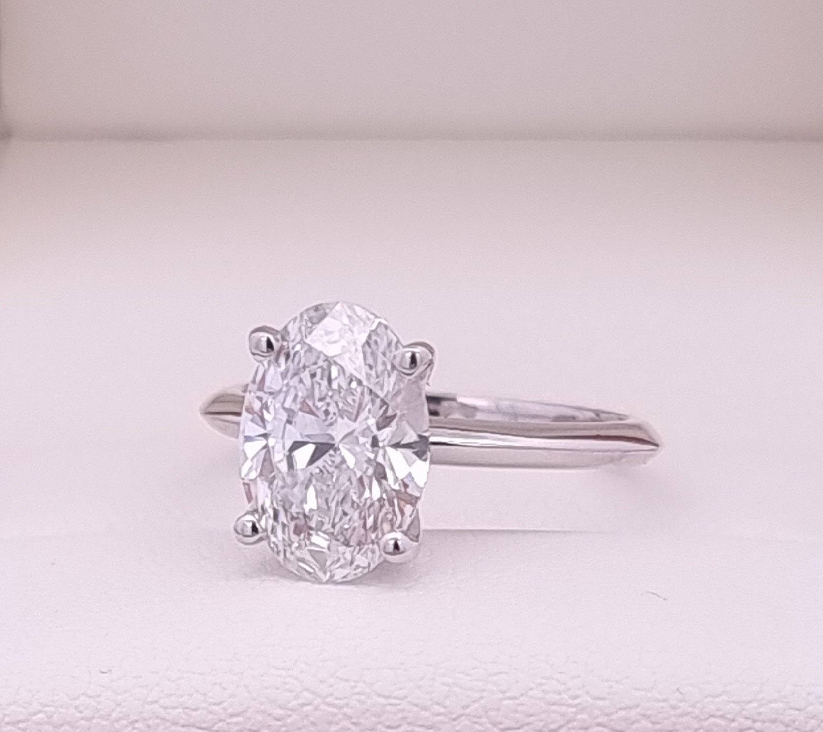 2.61 Carat Oval Cut, LG Diamond Engagement Ring - 18K Knife Edge Setting