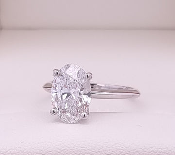 2.61 Carat Oval Cut, LG Diamond Engagement Ring - 18K Knife Edge Setting