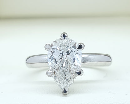 IGI Certified 2.13 Carat, E/VS1, Pear Cut Diamond Engagement Ring! Lab Grown!