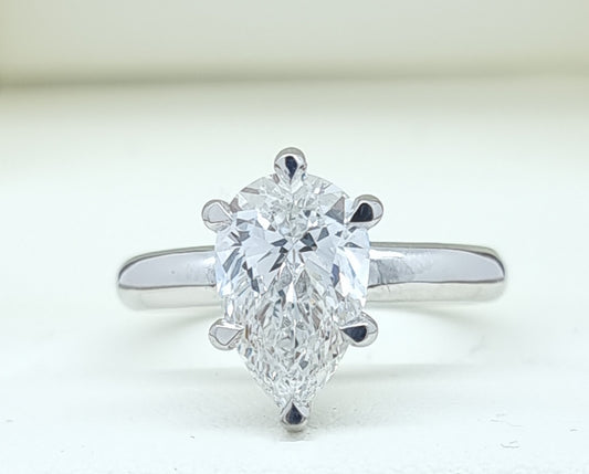 IGI Certified 2.13 Carat, E/VS1, Pear Cut Diamond Engagement Ring! Lab Grown!