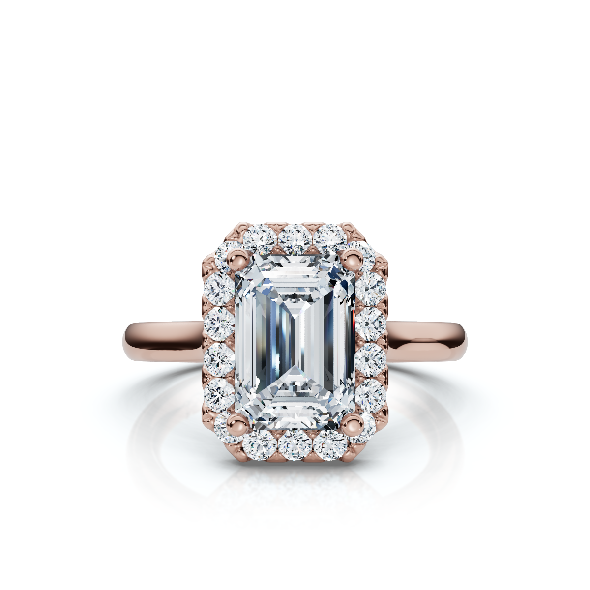 18K/Platinum Emerald Cut Halo