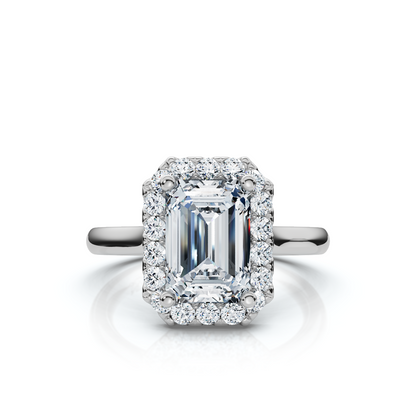 18K/Platinum Emerald Cut Halo
