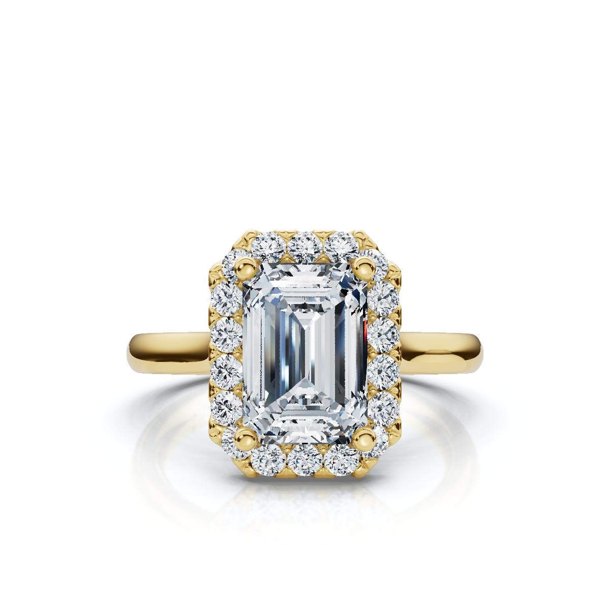 18K/Platinum Emerald Cut Halo