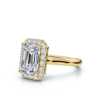 18K/Platinum Emerald Cut Halo