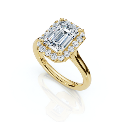 18K/Platinum Emerald Cut Halo
