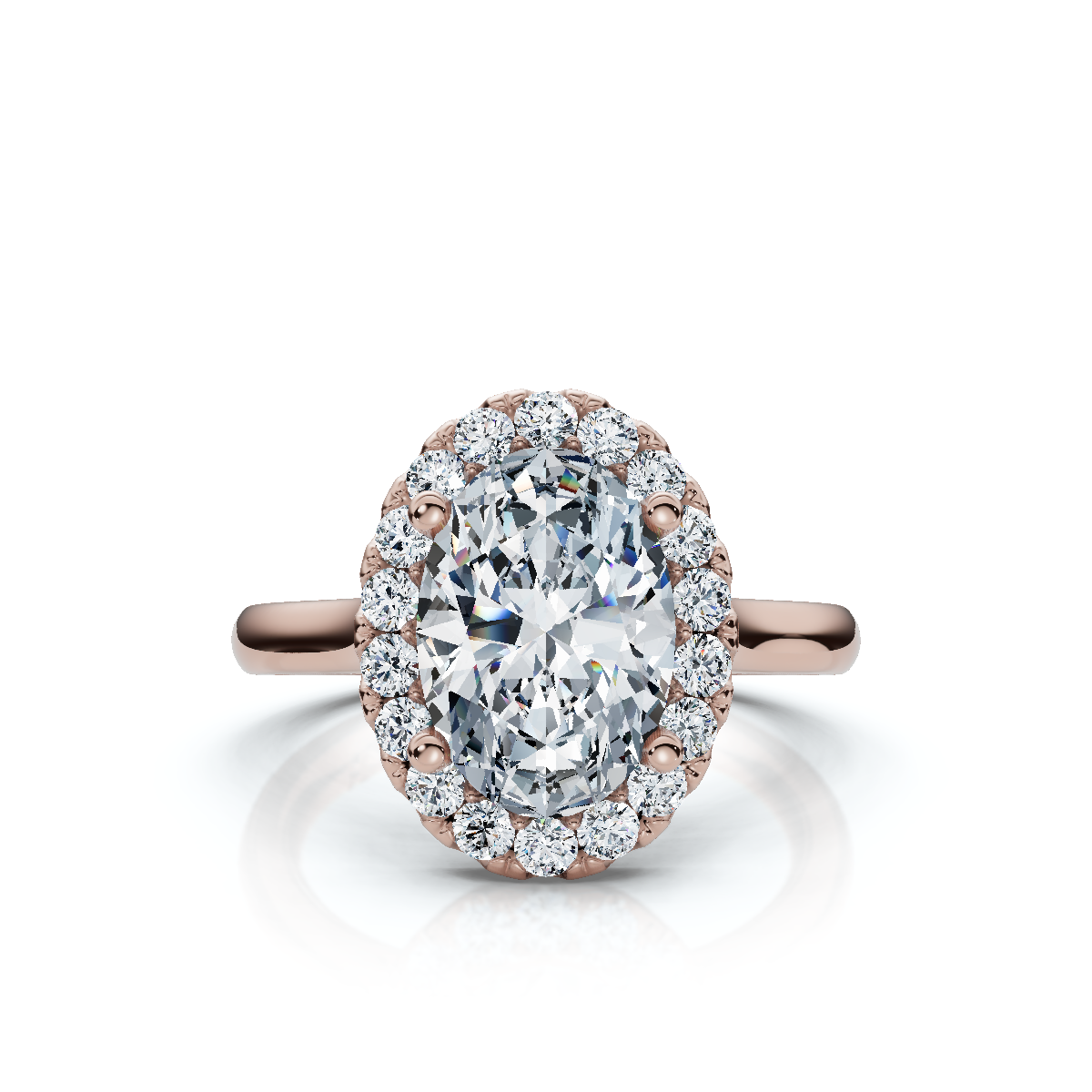 18K/Platinum Oval Cut Halo