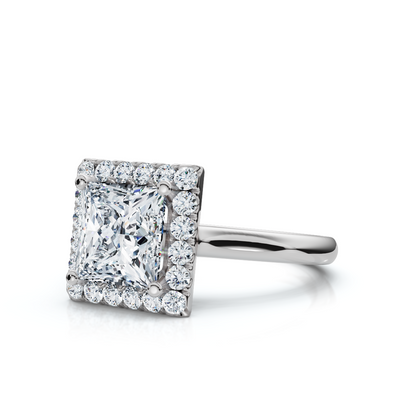 18K/Platinum Princess Cut Halo