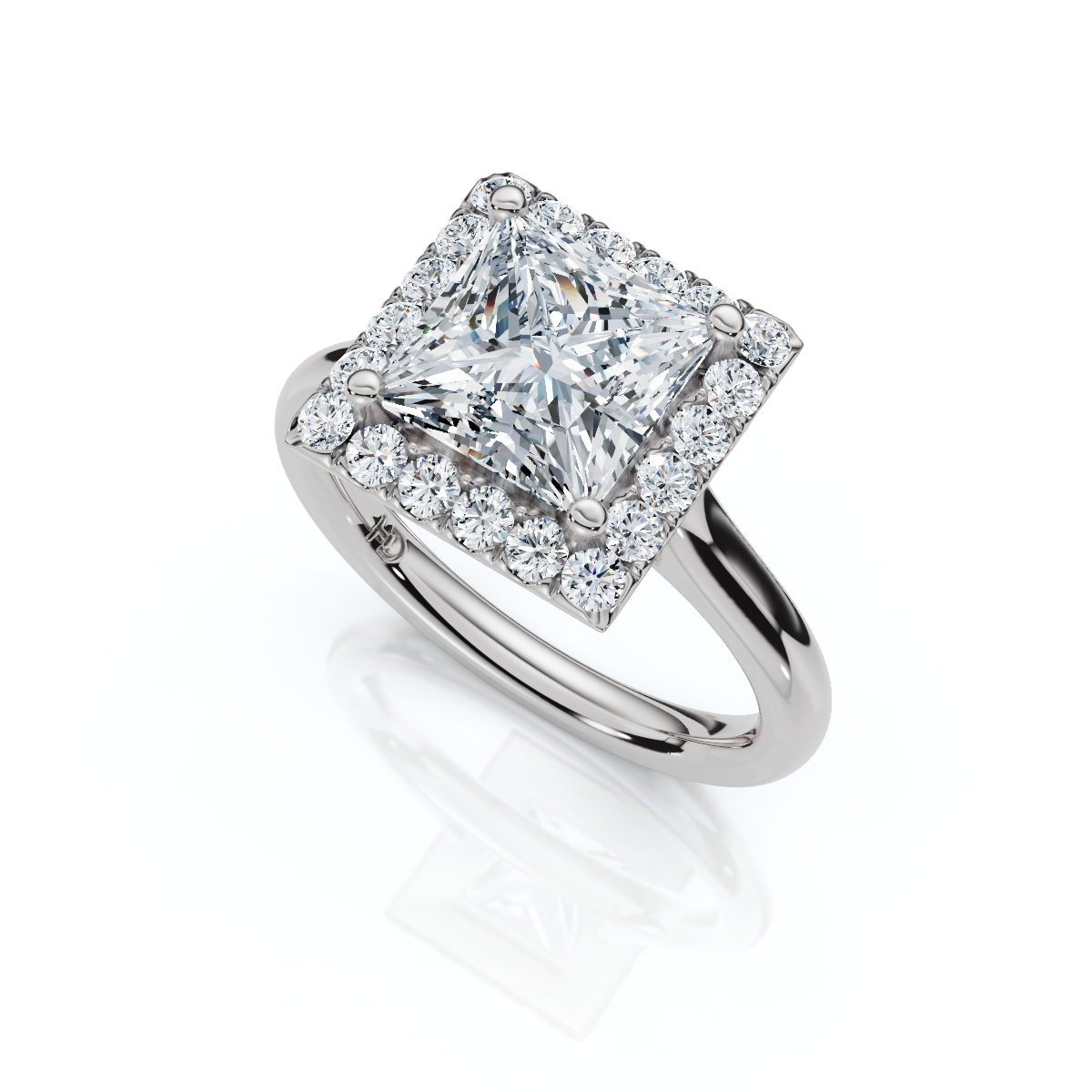18K/Platinum Princess Cut Halo