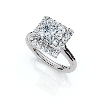 18K/Platinum Princess Cut Halo
