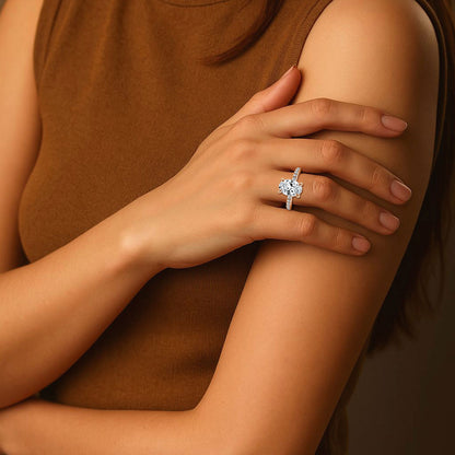 2.5 Carat Oval Cut Diamond in Hidden Halo & Accents Setting