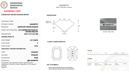 Stunning 3.56 Carat, Radiant Cut LG Diamond & Platinum Engagement Ring