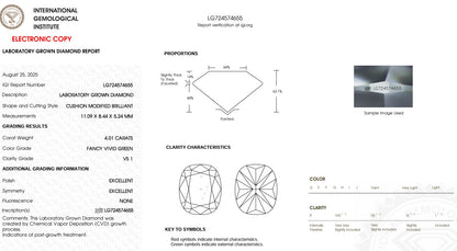 Captivating 4.01 Carat, Fancy Vivid Green Diamond in Yellow Gold Hidden Halo Setting!
