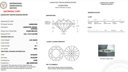 2.55 Carat Round Cut Lab Diamond Engagement Ring - E/VS1 Ideal Cut!