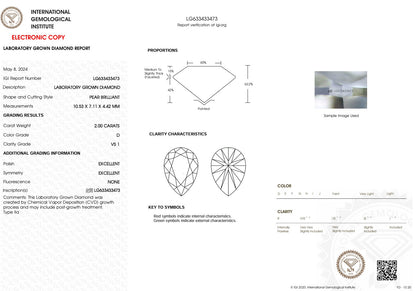 Near 2.5 Carat Pear Cut, LG Diamond Engagement Ring - D VS1!