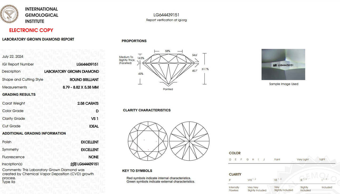 D Colour, 2.80 Carat, Round Cut LG Diamond & 18K WG Engagement Ring