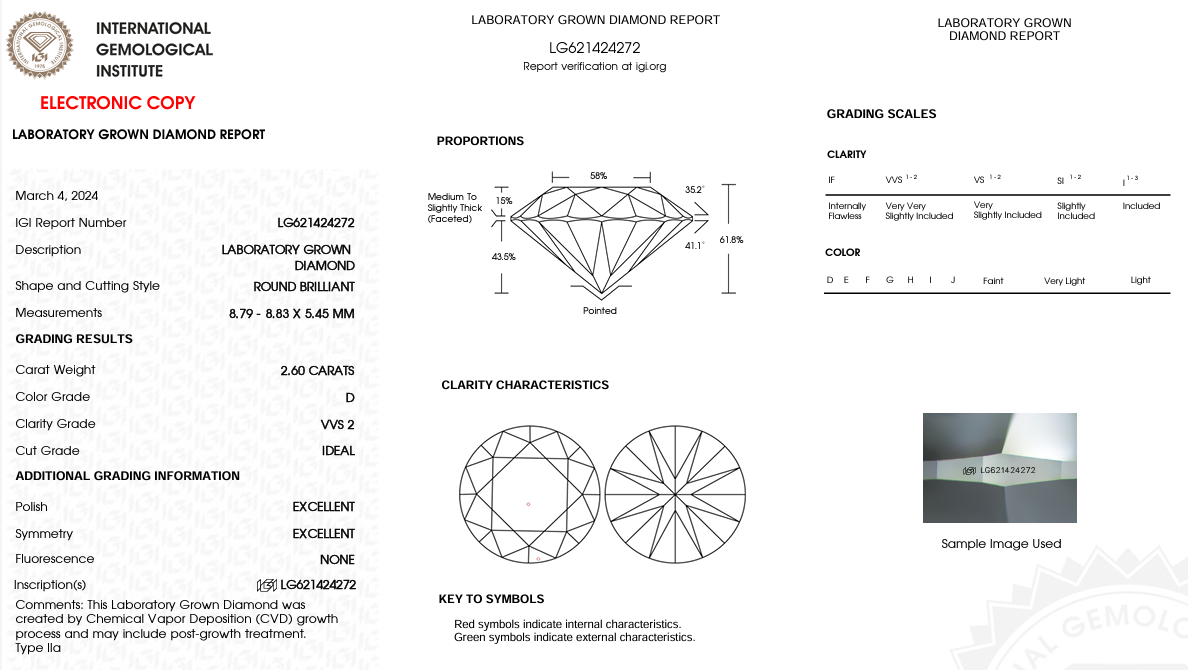 $8.75K Value - IGI Certified, 2.60 Carat D/VVS2, Round Cut LG Diamond Engagement Ring!