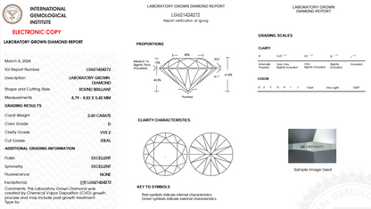 $8.75K Value - IGI Certified, 2.60 Carat D/VVS2, Round Cut LG Diamond Engagement Ring!