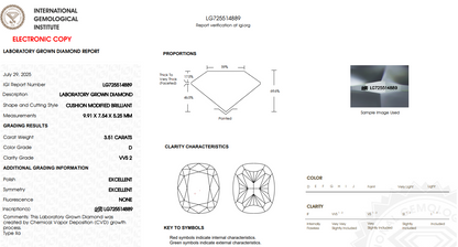 $12K Value – BIG, 3.51 Ct, D Colour Cushion Cut LG Diamond Engagement Ring
