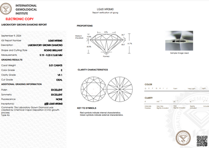 Huge 3 Carat, 'IDEAL' Cut Diamond Engagement Ring - Solid Platinum Setting